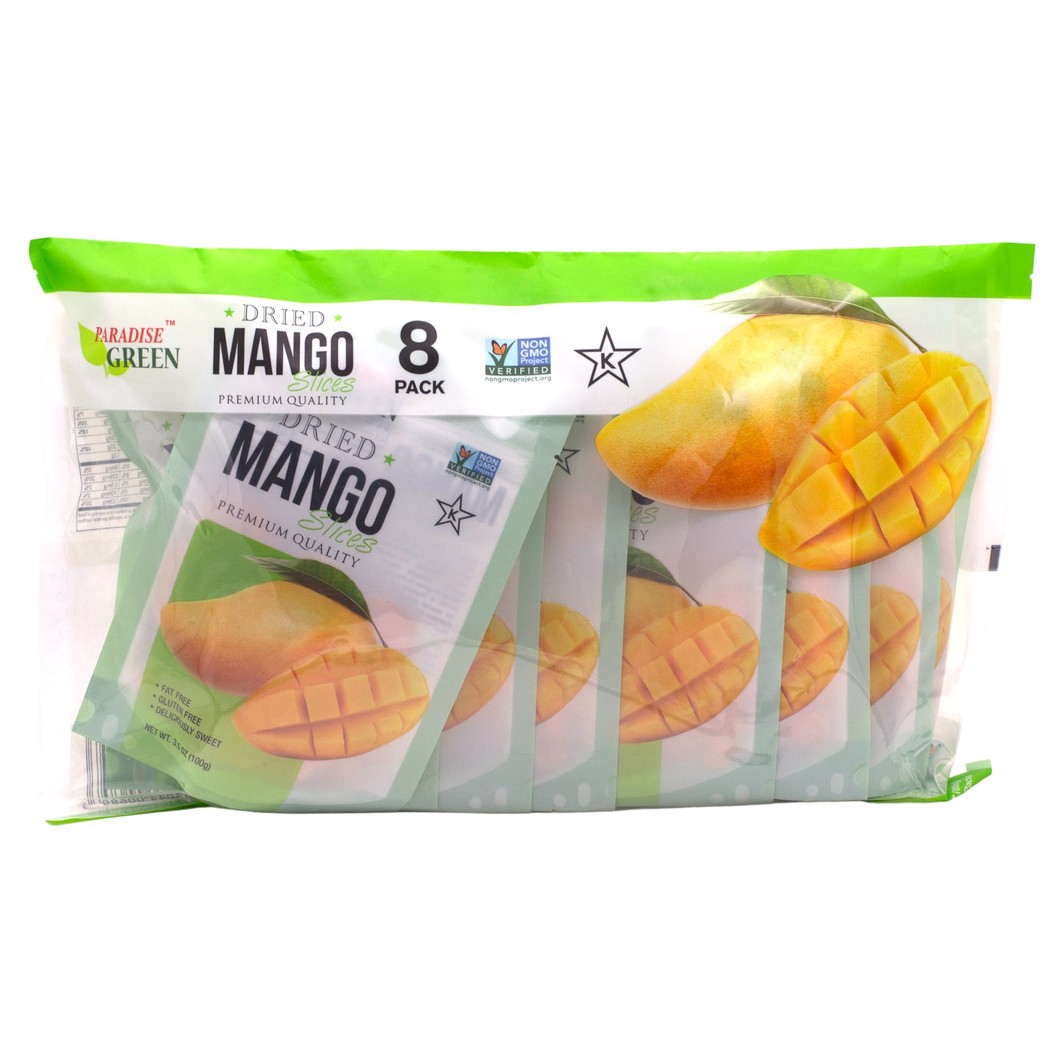 Paradise Green Premium Dried Mango Paradise Green Original 3.5 Oz-8 Count 
