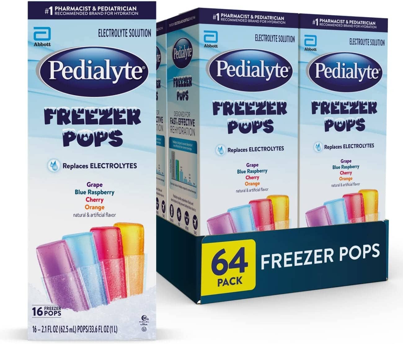 Pedialyte Assorted Freezer Pops Electrolyte Solution Pedialyte Variety 2.1 Fl Oz-64 Count 