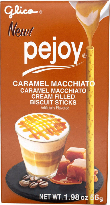 Pejoy Cream Filled Biscuit Sticks Glico Caramel Macchiato 1.98 Ounce 