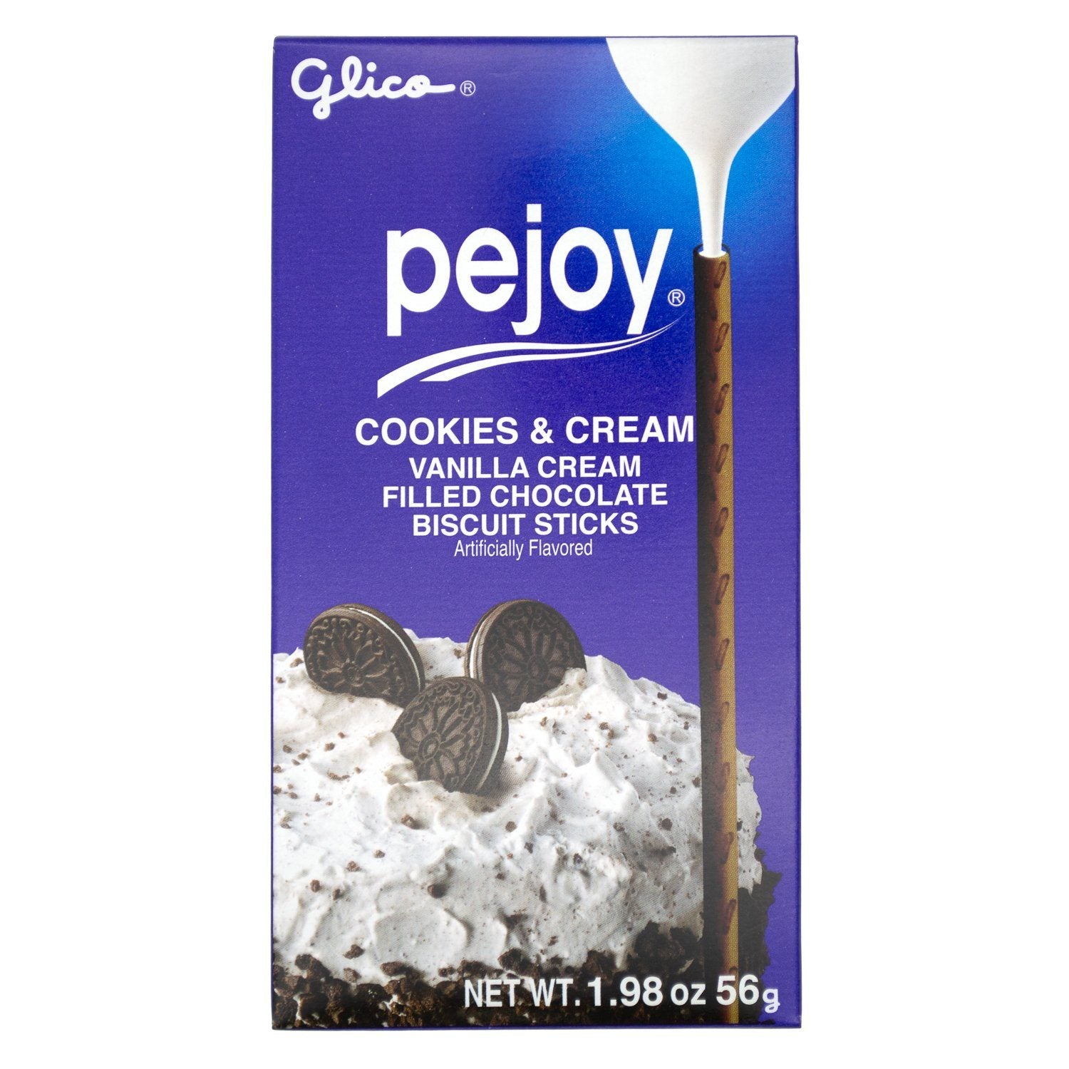 Pejoy Cream Filled Biscuit Sticks Glico Cookies & Cream 1.98 Ounce 
