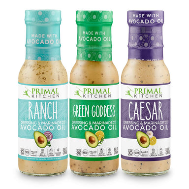 Primal Kitchen Ranch Dressing & Marinade and Caesar Dressing & Marinade,  Made with Avocado Oil and Cage-Free Eggs, 8 Fluid Ounces, Variety Pack of 2