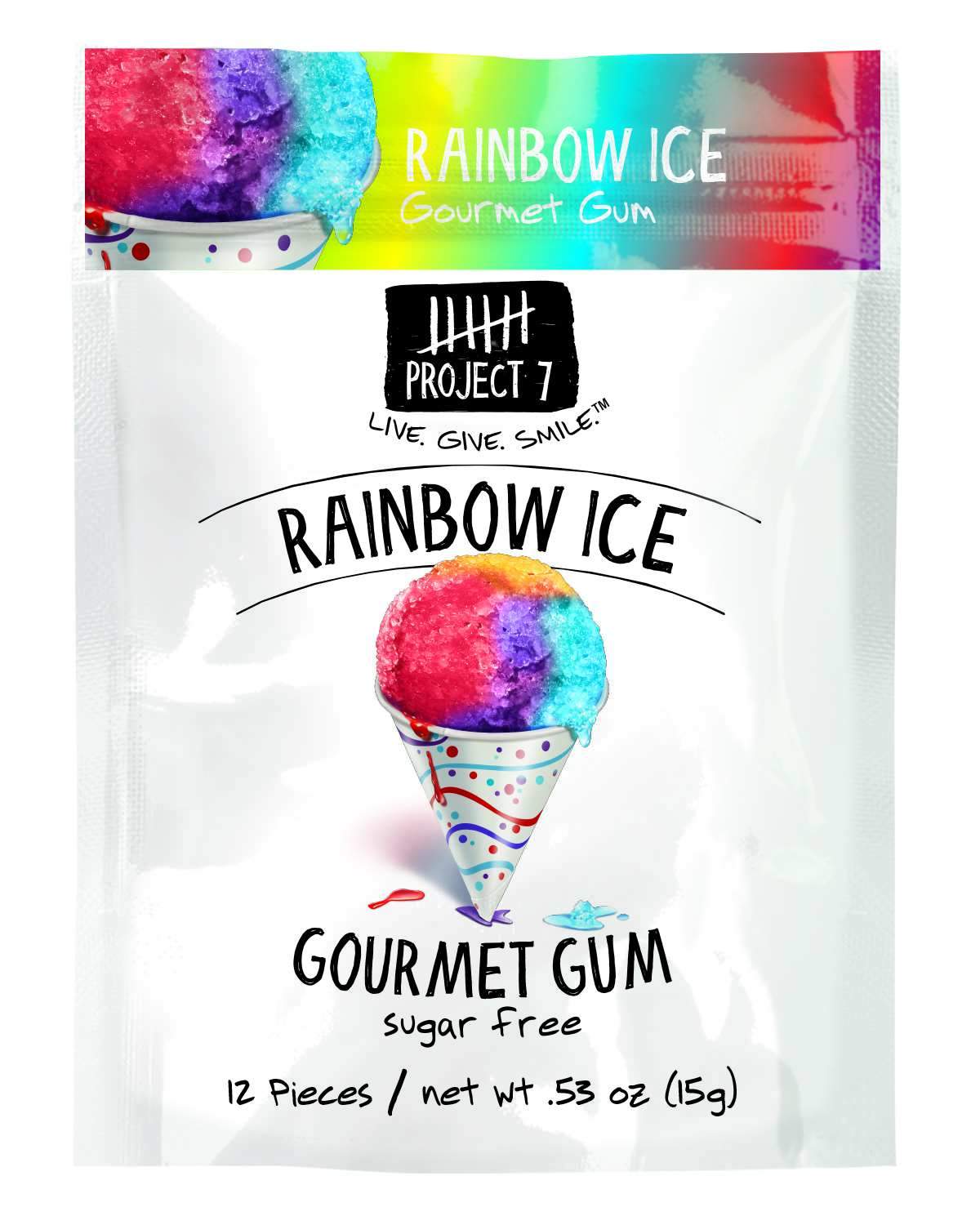 Project 7 Gourmet Gum Sugar Free Snackathon Foods Rainbow Ice 0.53 Ounce 