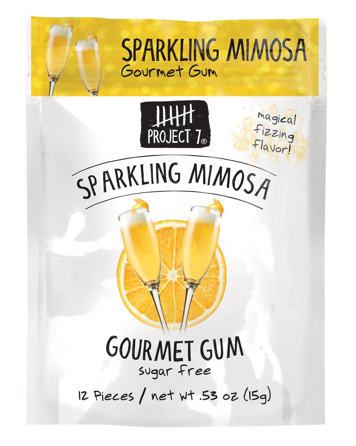 Project 7 Gourmet Gum Sugar Free Snackathon Foods Sparkling Mimosa 0.53 Ounce 
