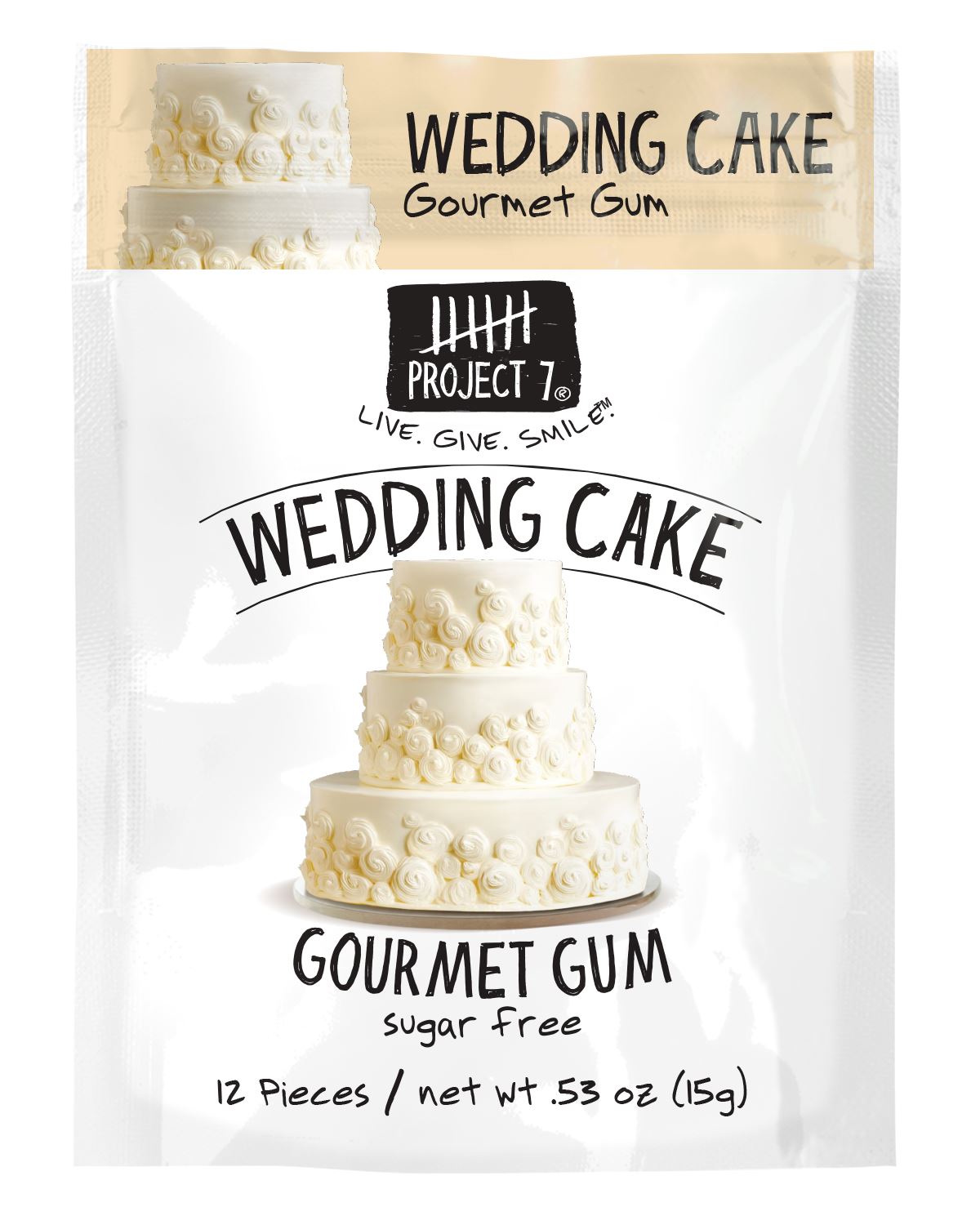 Project 7 Gourmet Gum Sugar Free Snackathon Foods Wedding Cake 0.53 Ounce 