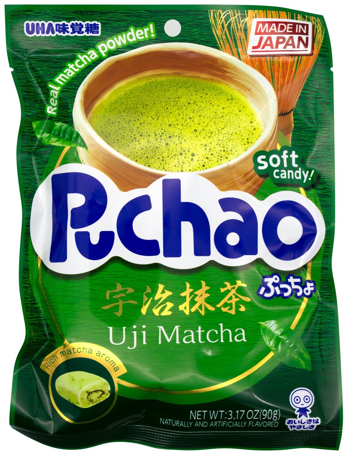 Puchao Gummy n' Soft Candy Puchao Uji Matcha (Green Tea) 3.17 Ounce 