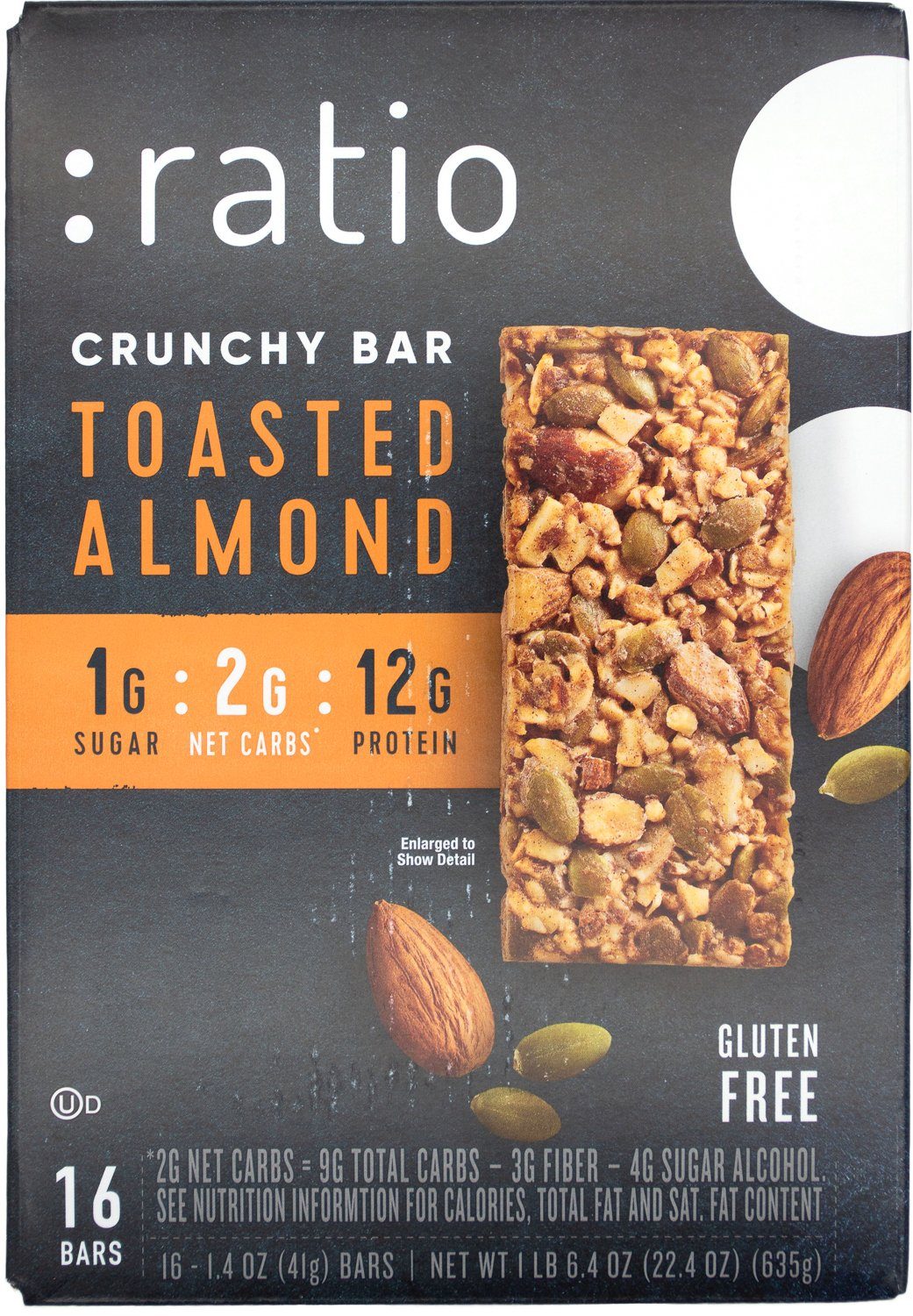 Ratio Crunchy Bar Ratio Toasted Almond 1.4 Oz-16 Count 