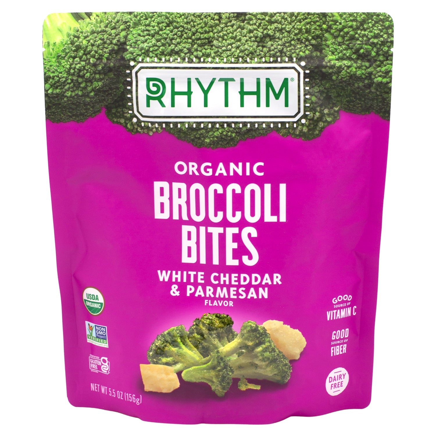 Rhythm Organic Broccoli Bites Rhythm Superfoods White Cheddar & Parmesan 5.5 Ounce 