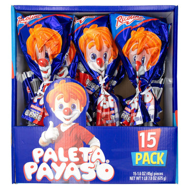 Ricolino Paleta Payaso Marshmallow Lollipop Ricolino 1.58 Oz-15 Count 