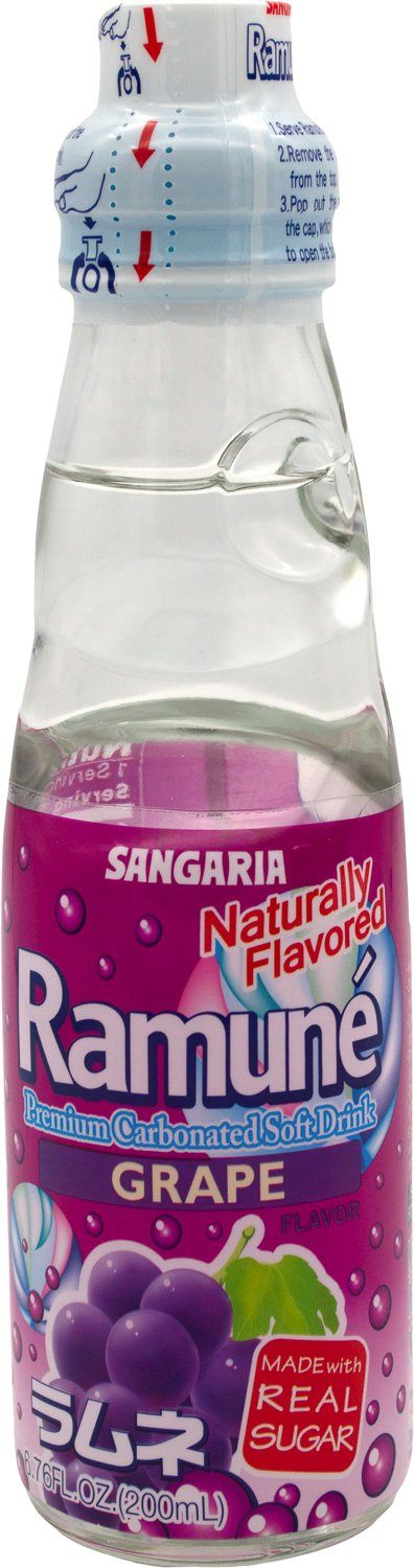 Sangaria Ramuné, Premium Carbonated Soft Drink Sangaria Grape 6.76 Fl Oz 