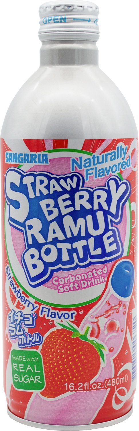 Sangaria Ramuné, Premium Carbonated Soft Drink Sangaria Strawberry 16.2 Fl Oz 
