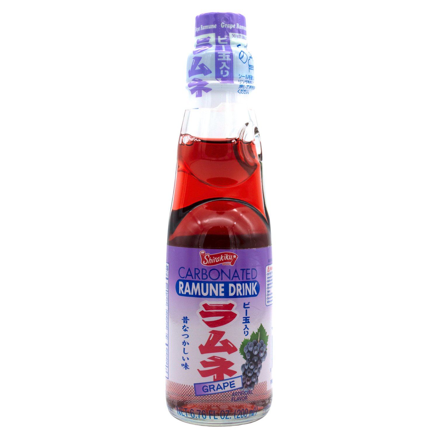 Shirakiku Ramuné, Premium Carbonated Soft Drink Shirakiku Grape 6.76 Fl Oz 
