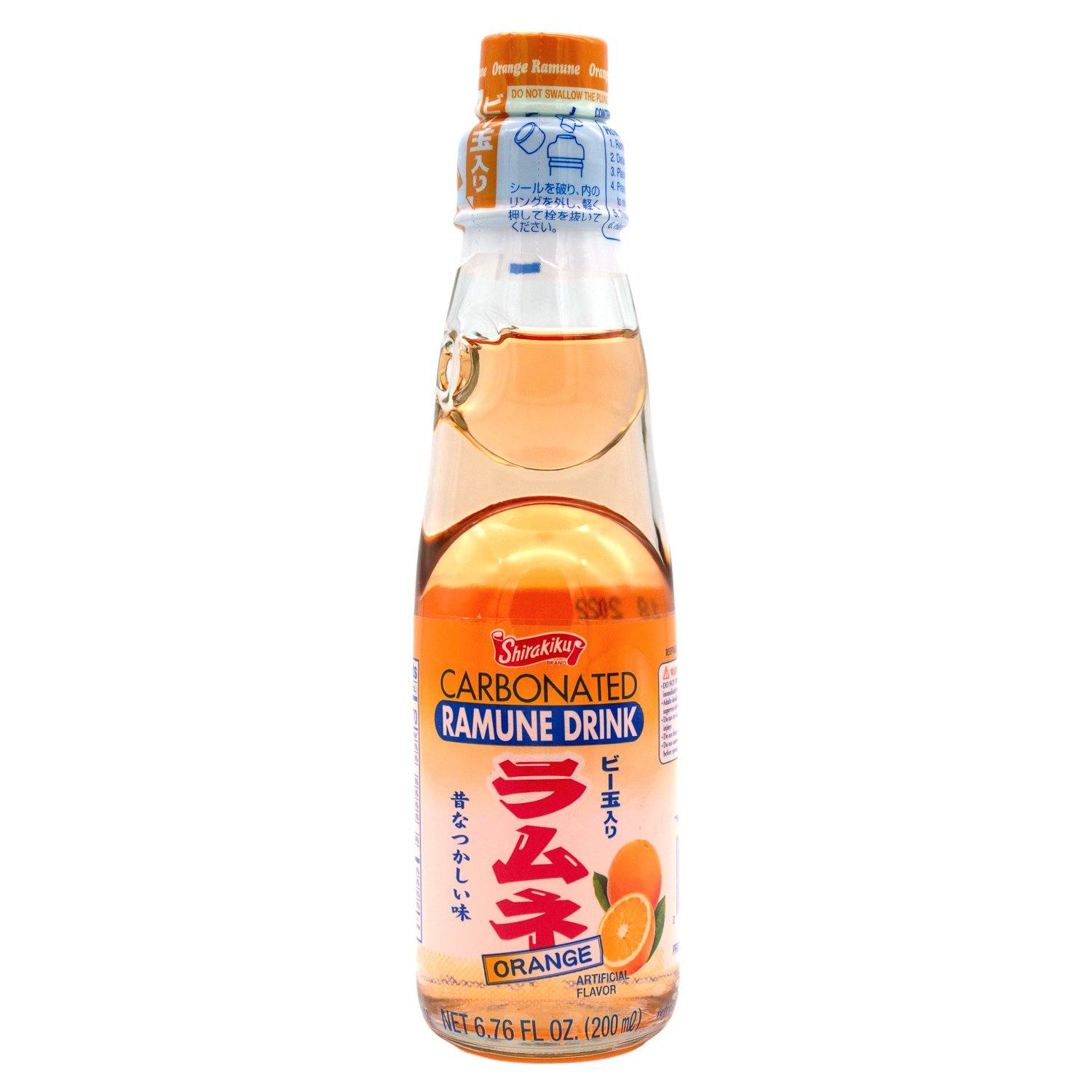 Shirakiku Ramuné, Premium Carbonated Soft Drink Shirakiku Orange 6.76 Fl Oz 