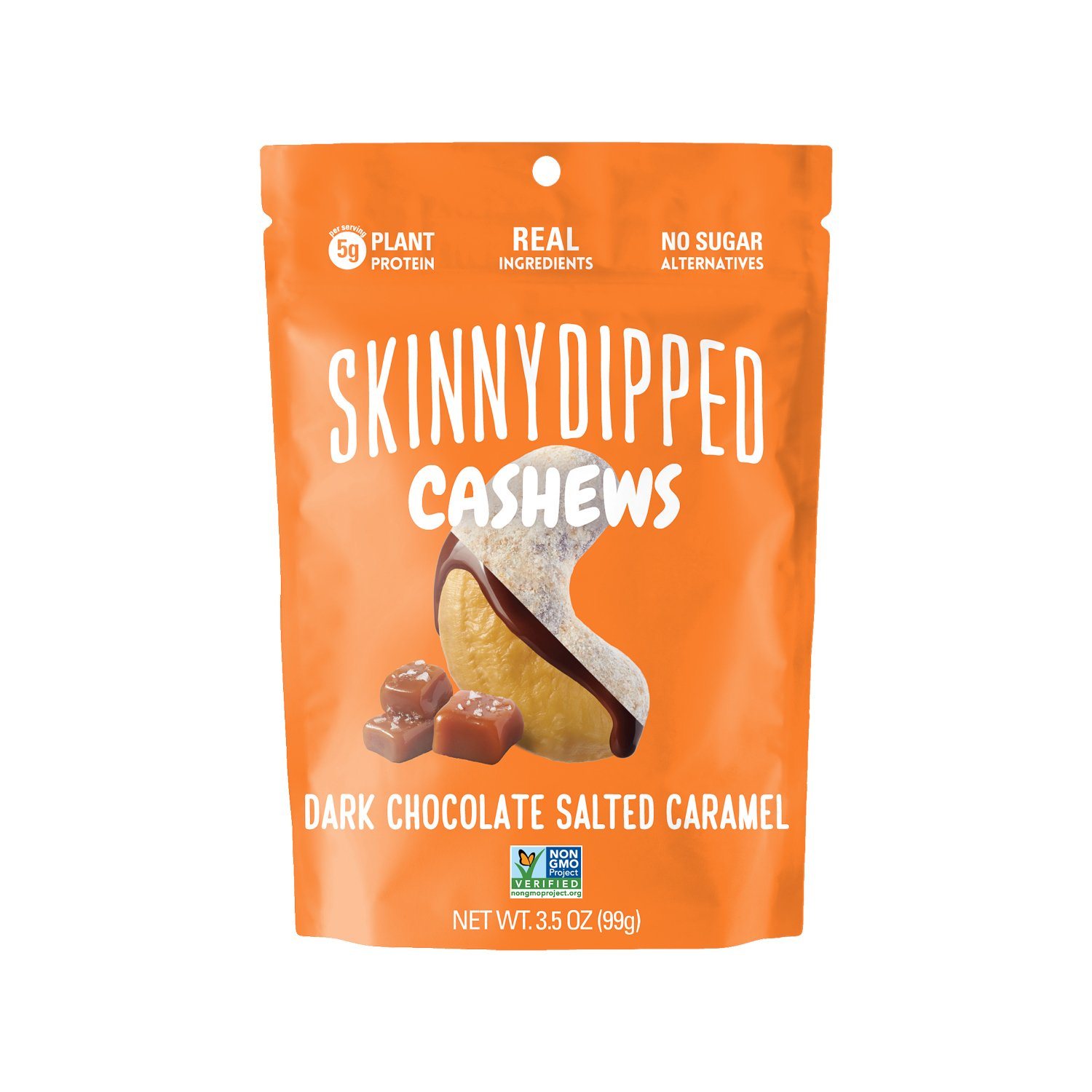 Skinny Dipped Nuts Covered Meltable Skinny Dipped Cashews - Dark Chocolate Salted Caramel 3.5 Ounce 