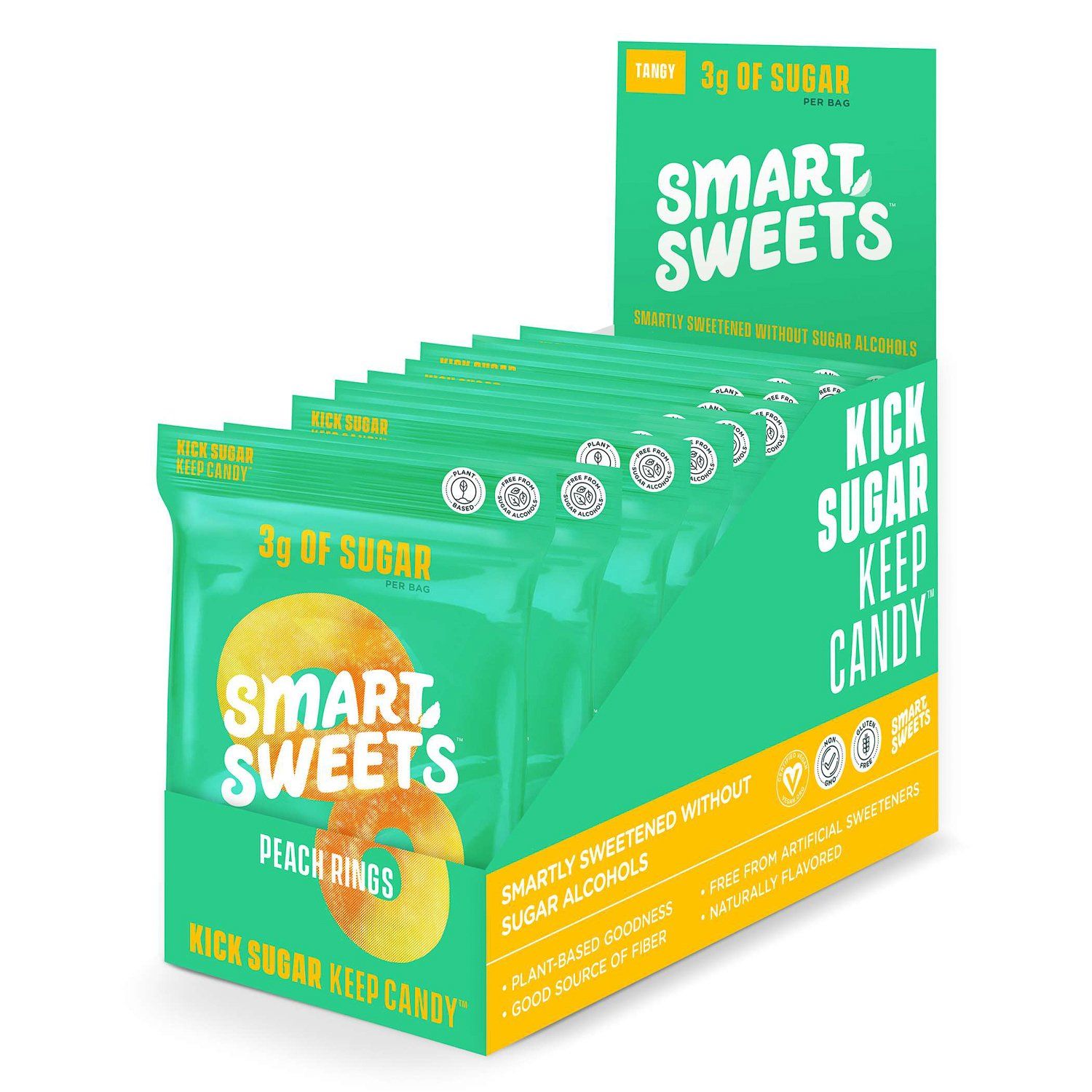 SmartSweets Gummy Candy Snackathon Foods Peach Rings 1.8 Oz-12 Count 