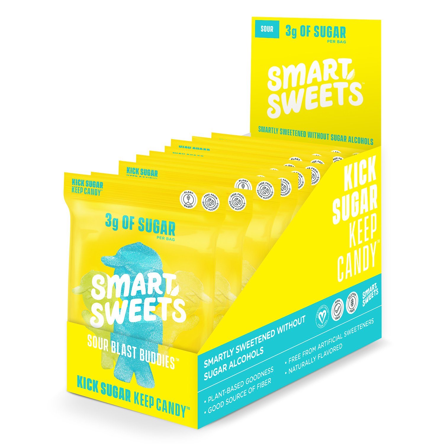 SmartSweets Gummy Candy Snackathon Foods Sour Blast Buddies 1.8 O-12 Count 