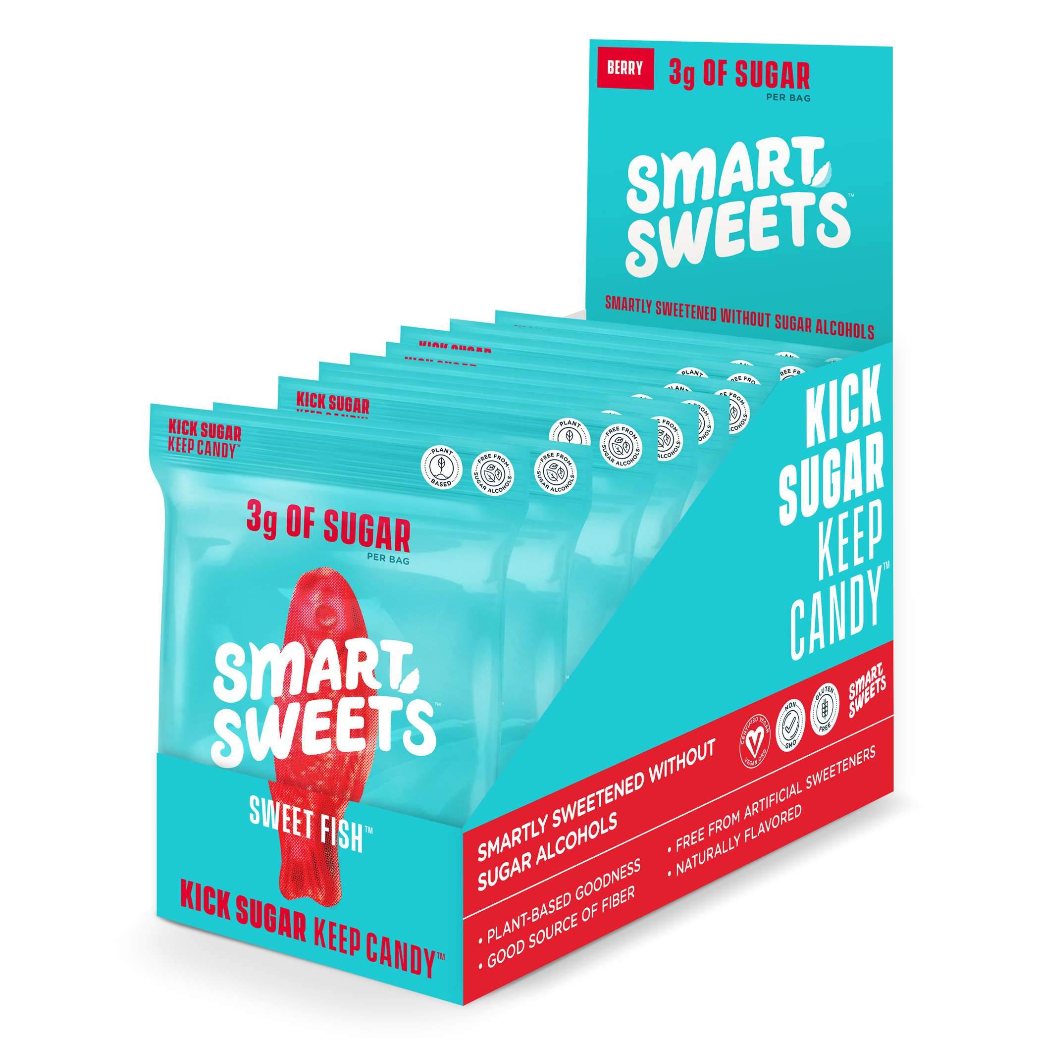 SmartSweets Gummy Candy Snackathon Foods Sweet Fish 1.8 Oz-12 Count 