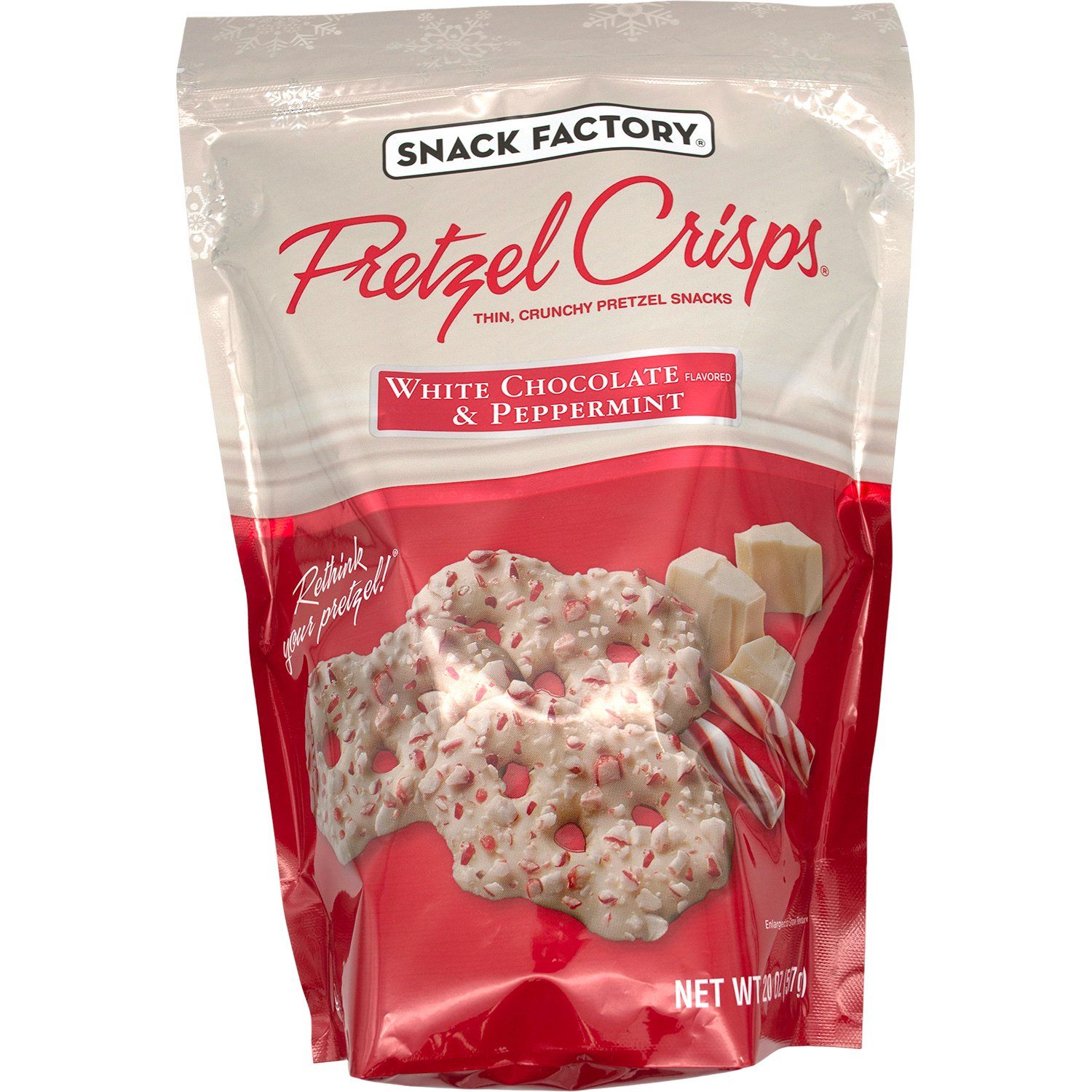 Snack Factory Pretzel Crisps White Chocolate & Peppermint Meltable Snack Factory 20 Ounce 