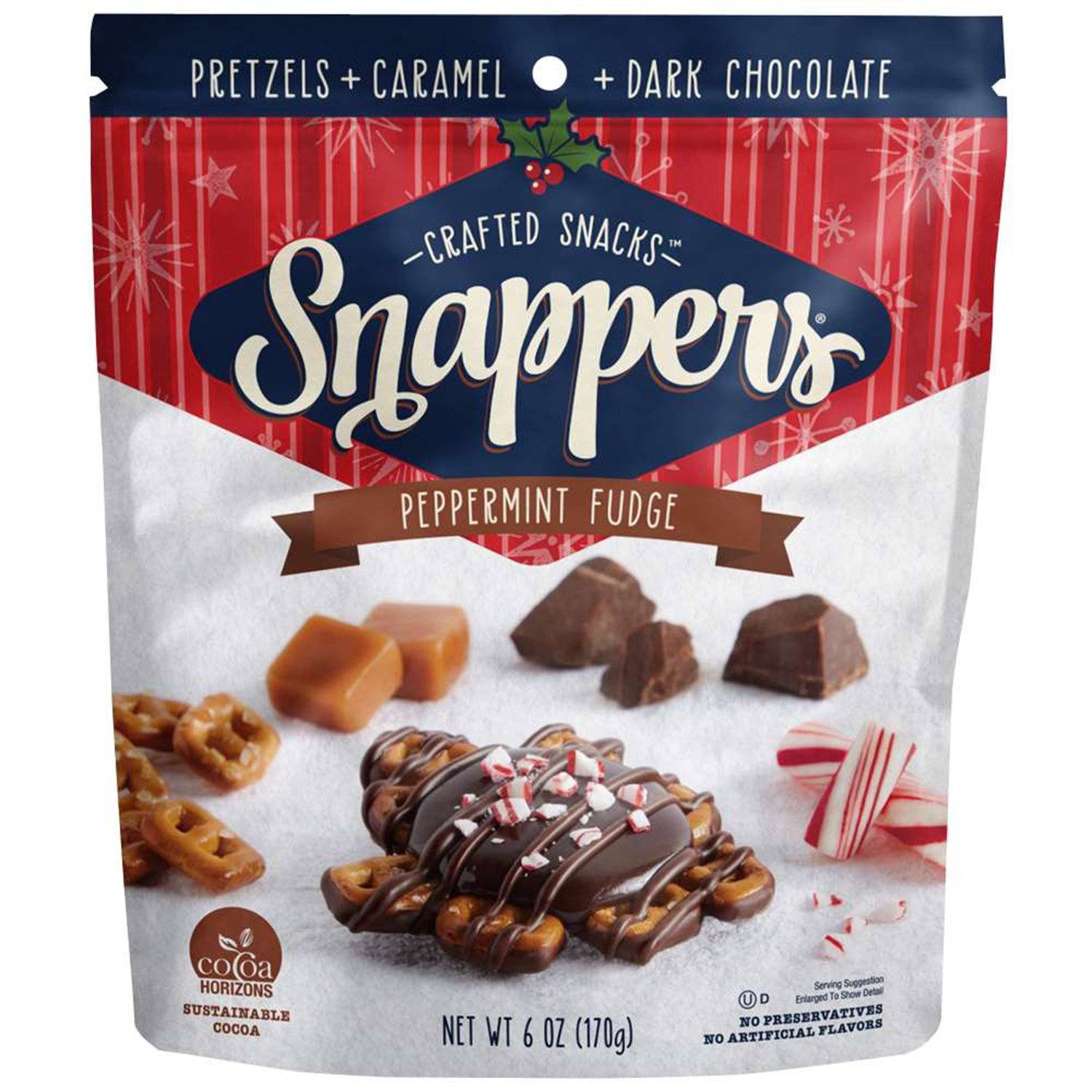 Snappers Chocolate Pretzels Meltable Snappers Peppermint Fudge 6 Ounce 