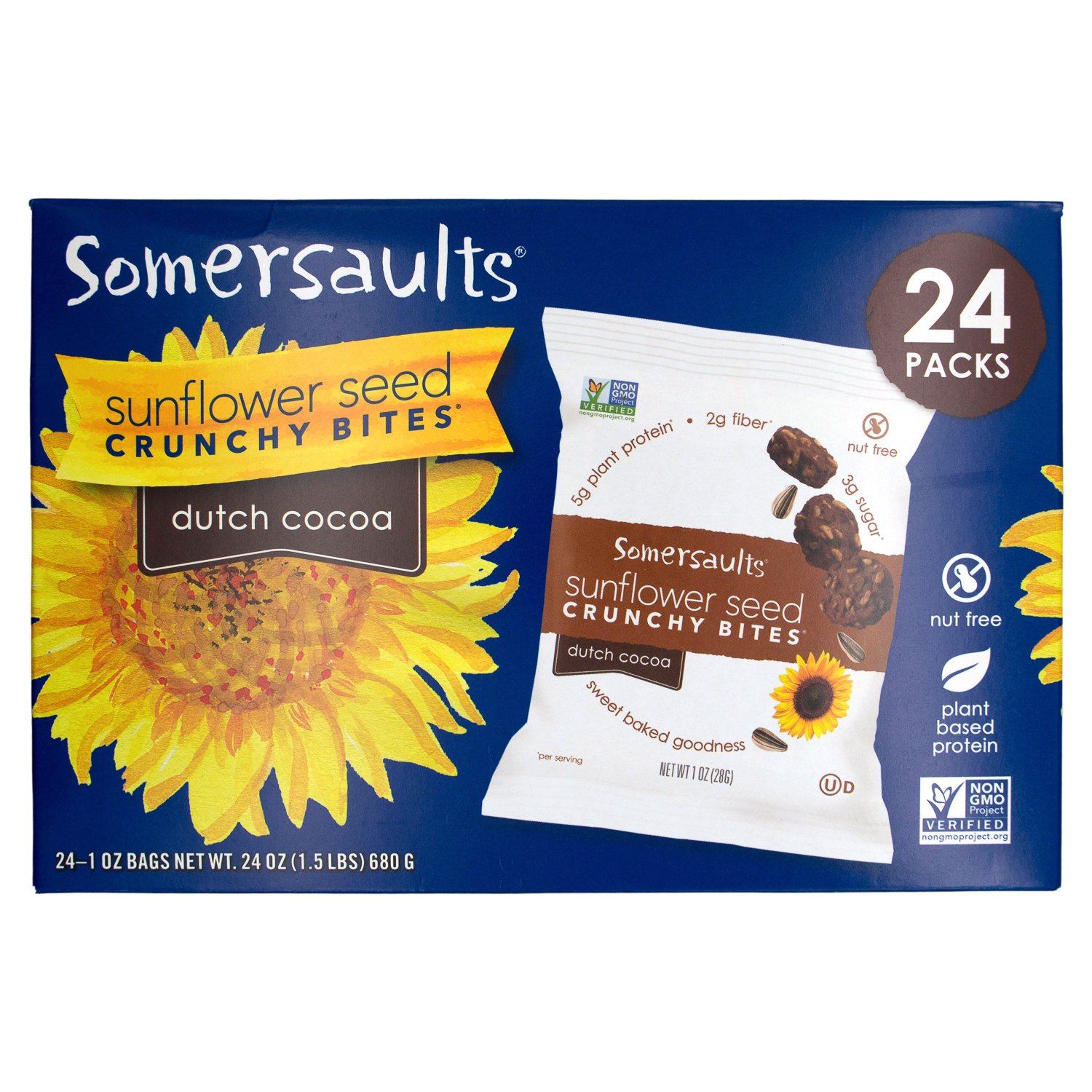 Somersault Sunflower Seed Crunchy Bites Somersault Dutch Cocoa 1 Oz-24 Count 
