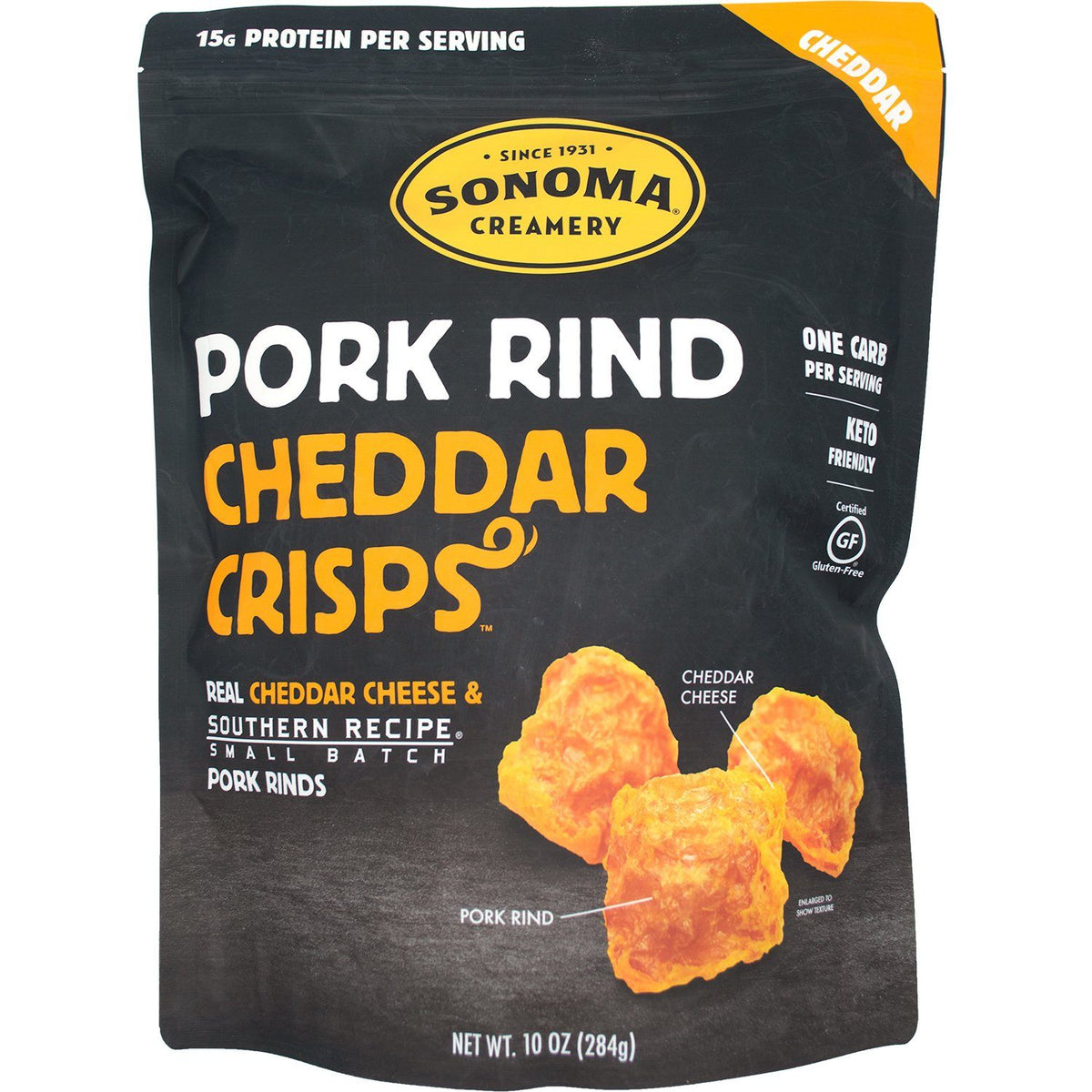 Sonoma Creamery Pork Rind Cheddar Crisps — Snackathon Foods