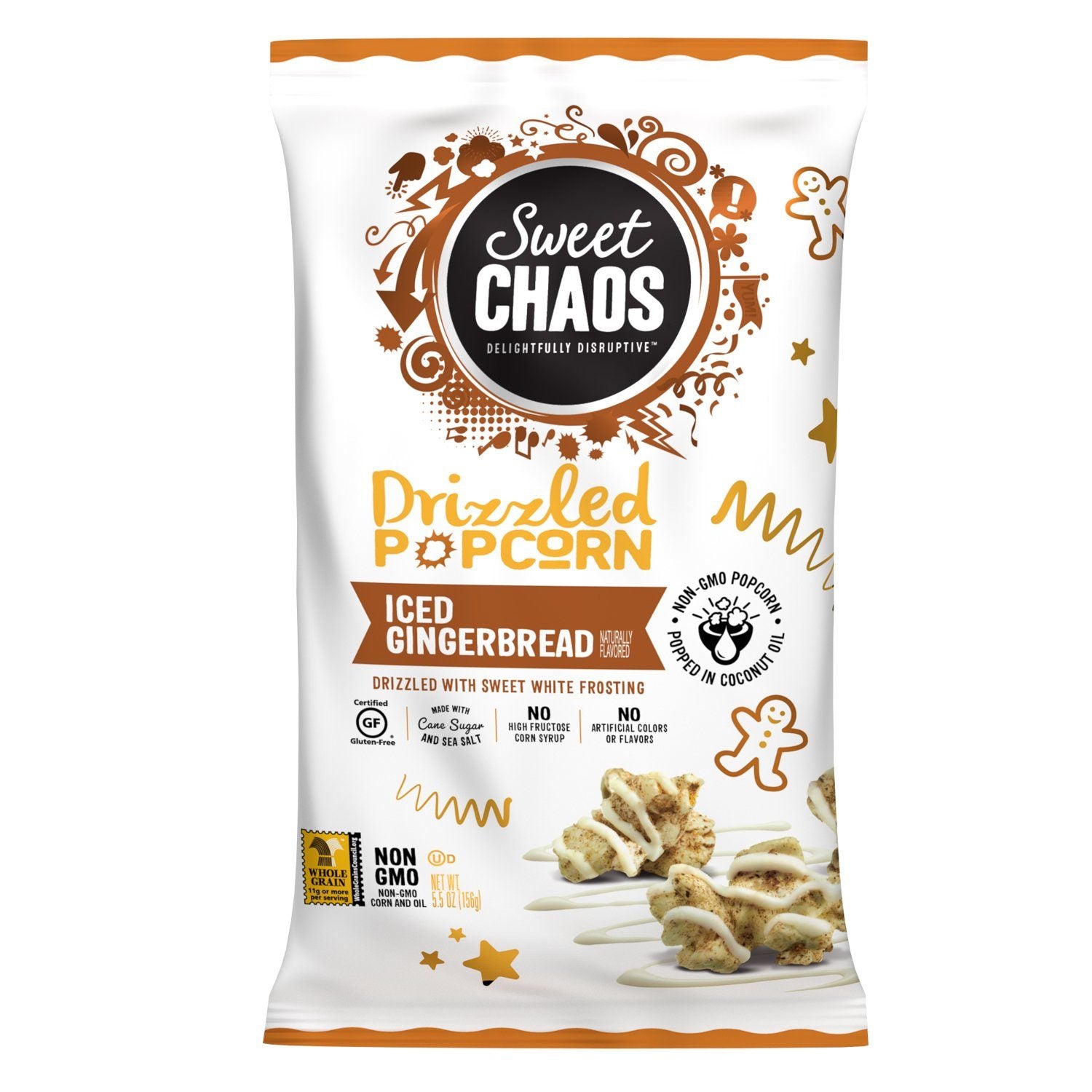 Sweet Chaos Drizzled Popcorns Sweet Chaos Ice Gingerbread 5.5 Ounce 