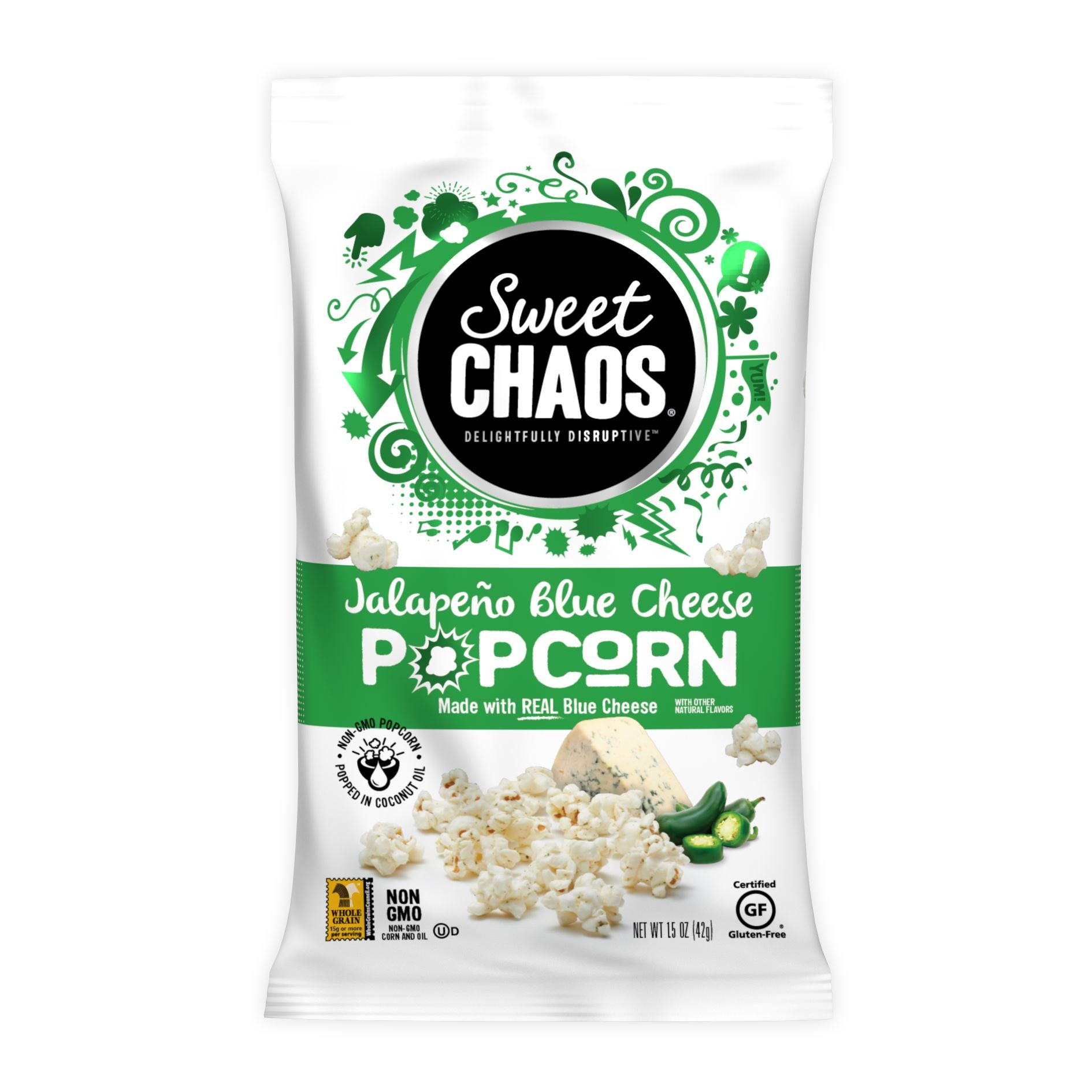 Sweet Chaos Drizzled Popcorns Sweet Chaos Jalapeno Blue Cheese 1.5 Ounce 
