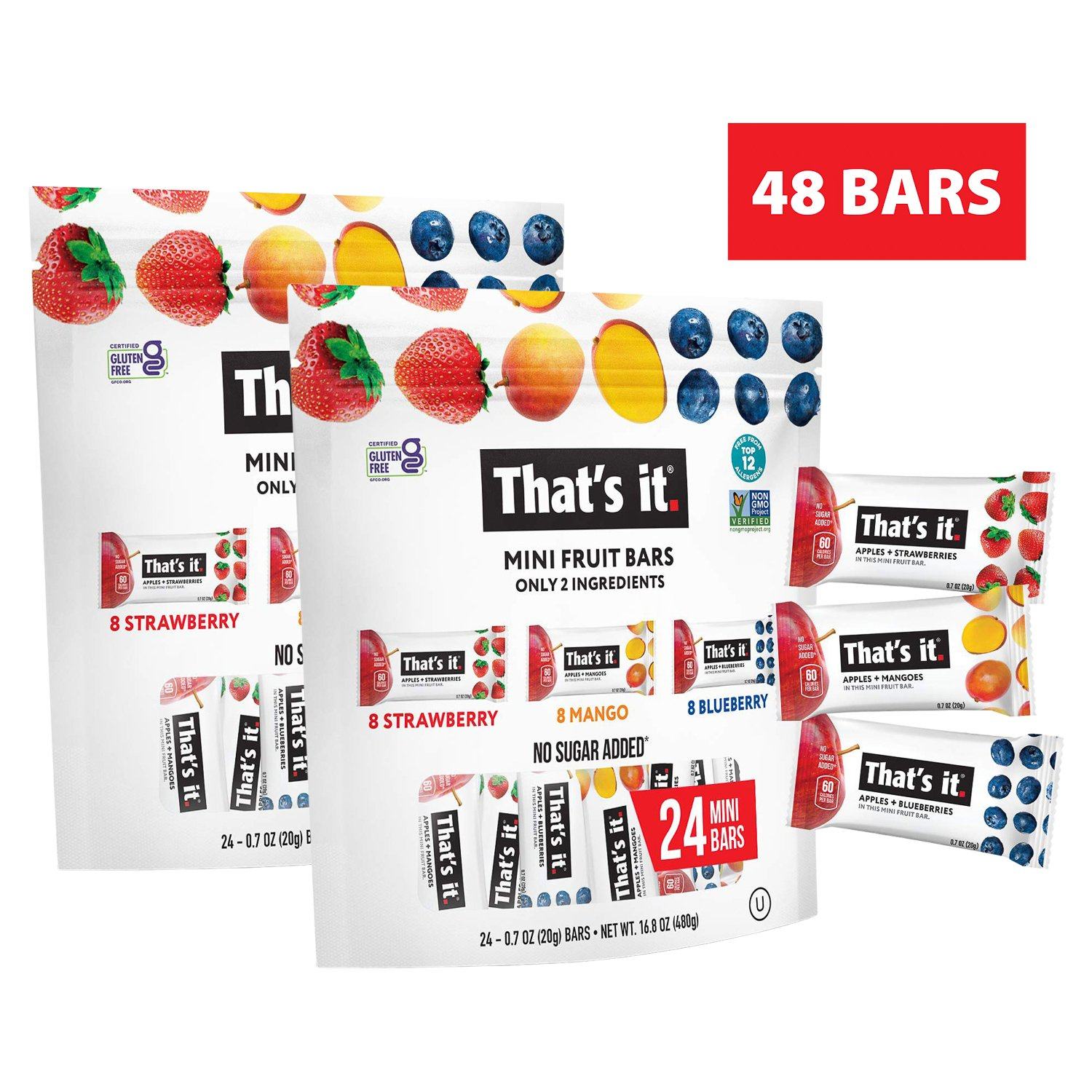 That's It Fruit Bars That's It Mini Variety 0.7 Oz-48 Count 