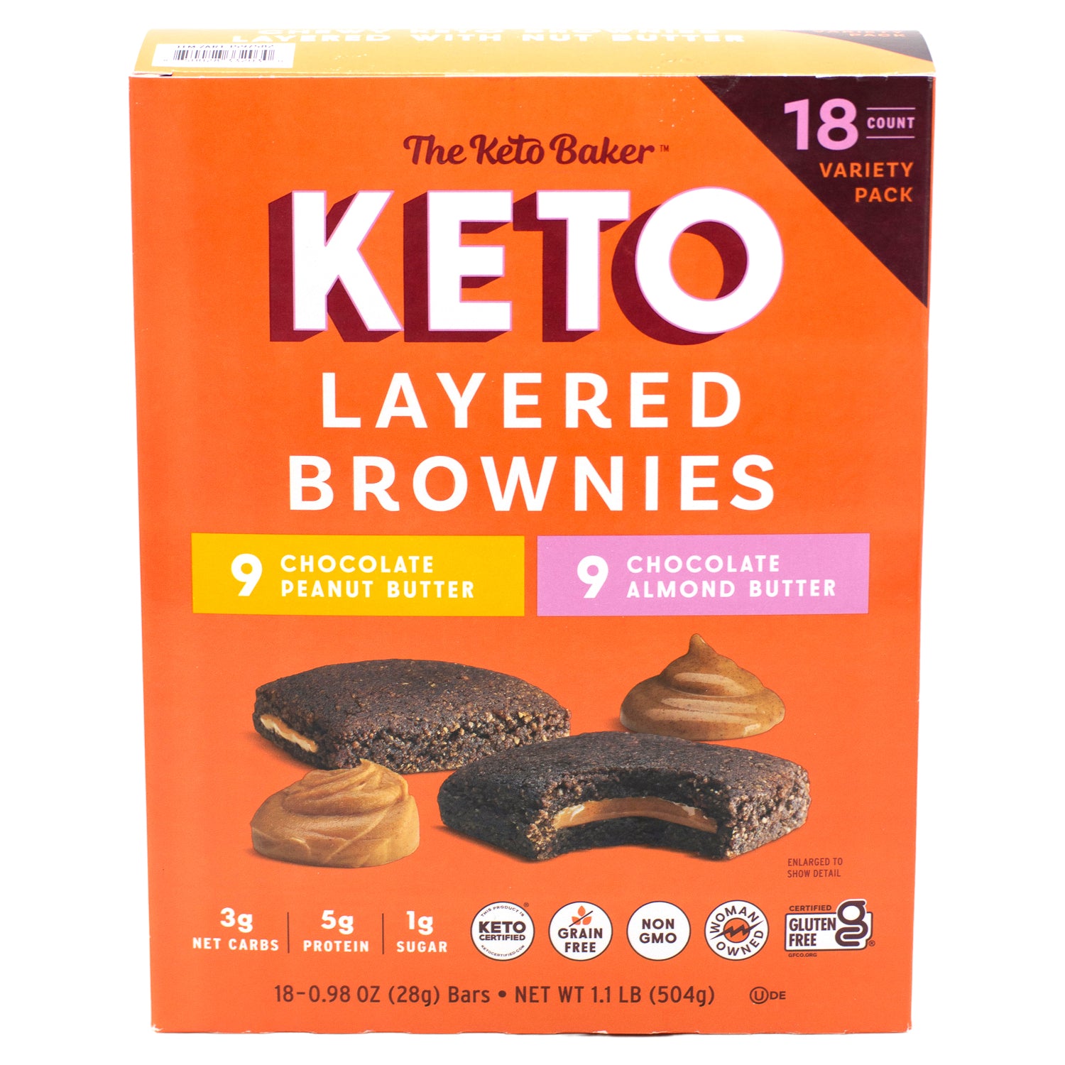The Keto Baker Keto Layered Brownies The Keto Baker Variety 0.98 Oz-18 Count 