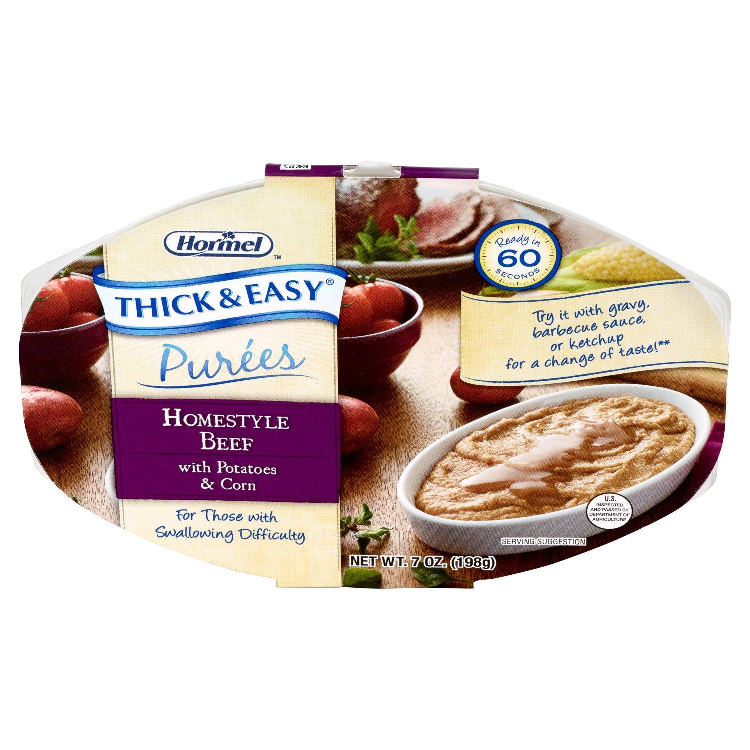 Thick & Easy Pureed Meals Hormel Foods Beef With Potatoes & Corn 7 Ounce 