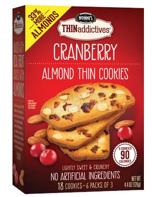 THINaddictives Almond Thin Cookies Nonni's Cranberry 18 Cookies 