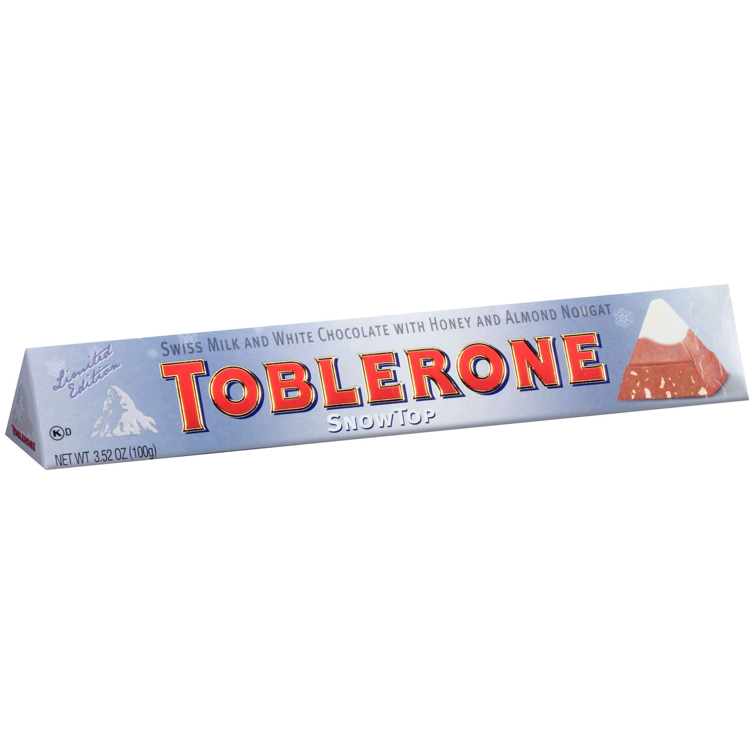 Toblerone Swiss Chocolate with Honey & Almond Nougat Meltable Toblerone Snowtop 3.52 Ounce 