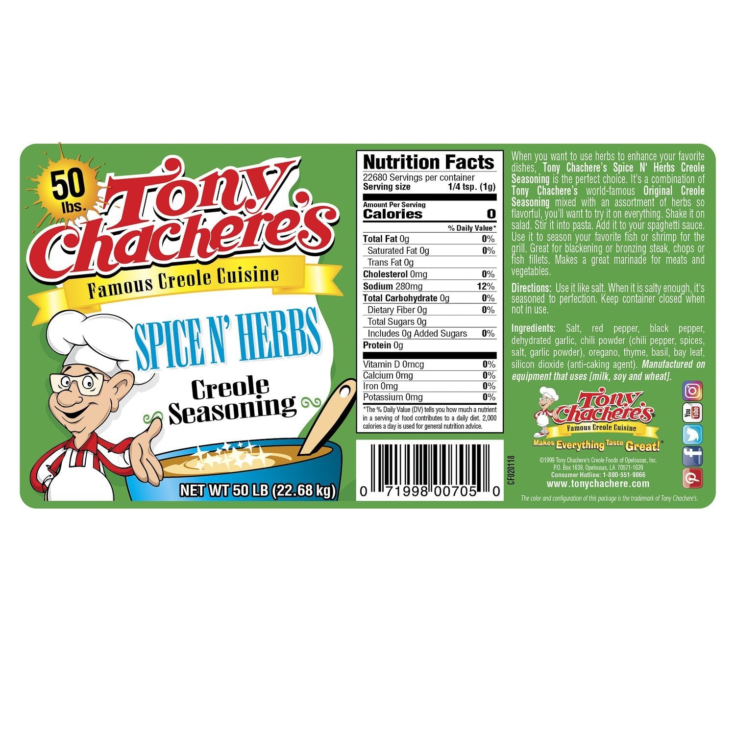 Tony Chacheres Spice & Herbs Seasoning - 5 oz canister