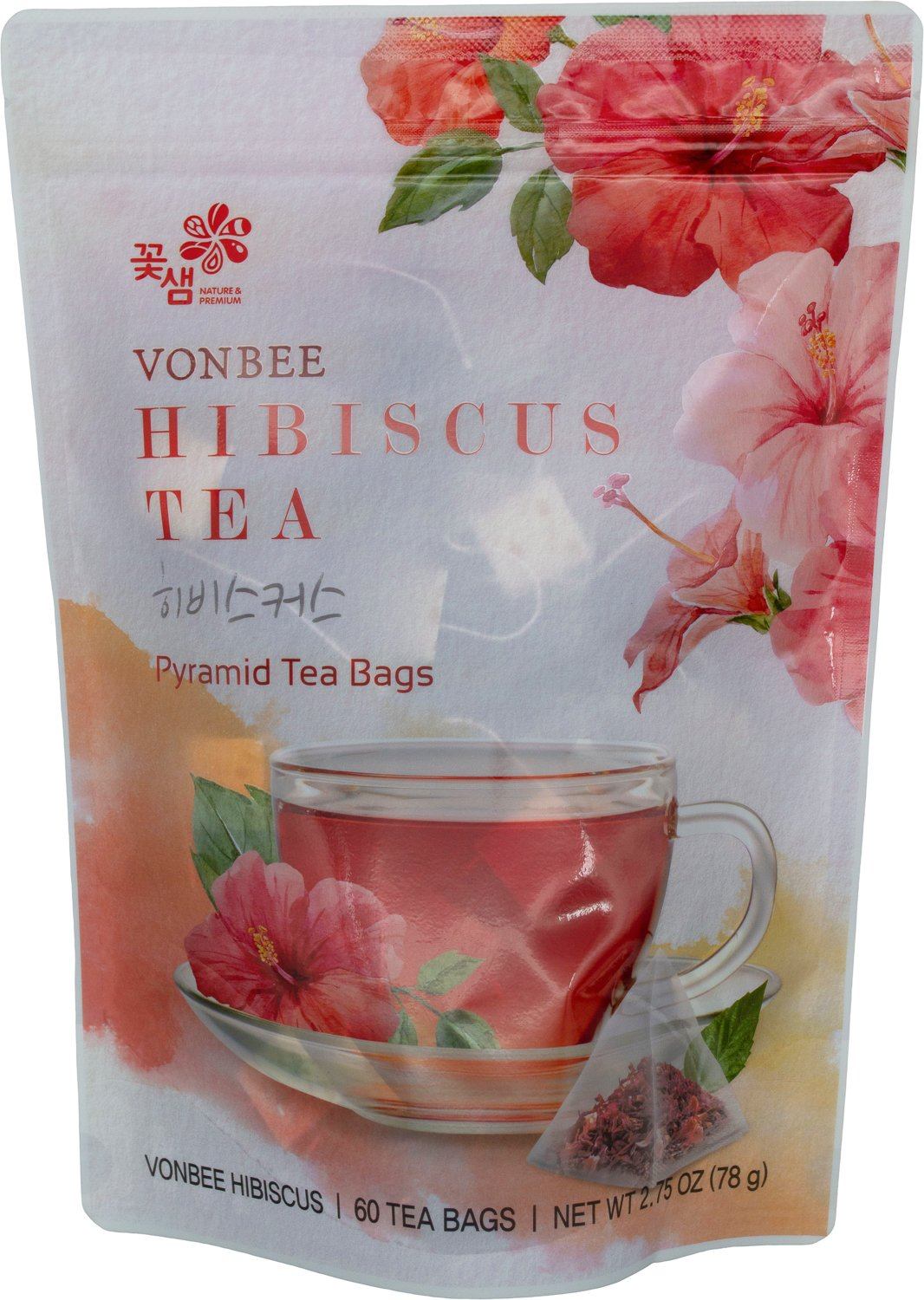 Vonbee Hibiscus Tea, 60 Pyramid Tea Bags, 2.75 Ounce Vonbee 