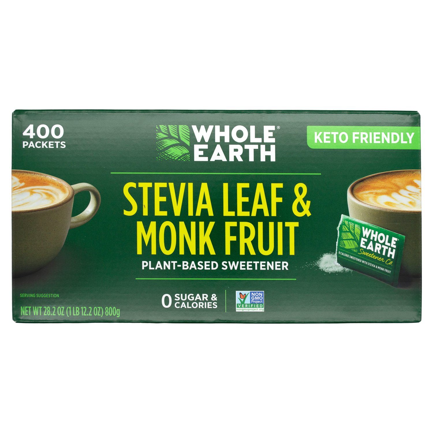 Whole Earth Sweetener Stevia and Monk Fruit Whole Earth Sweetener Packets 400 Count 