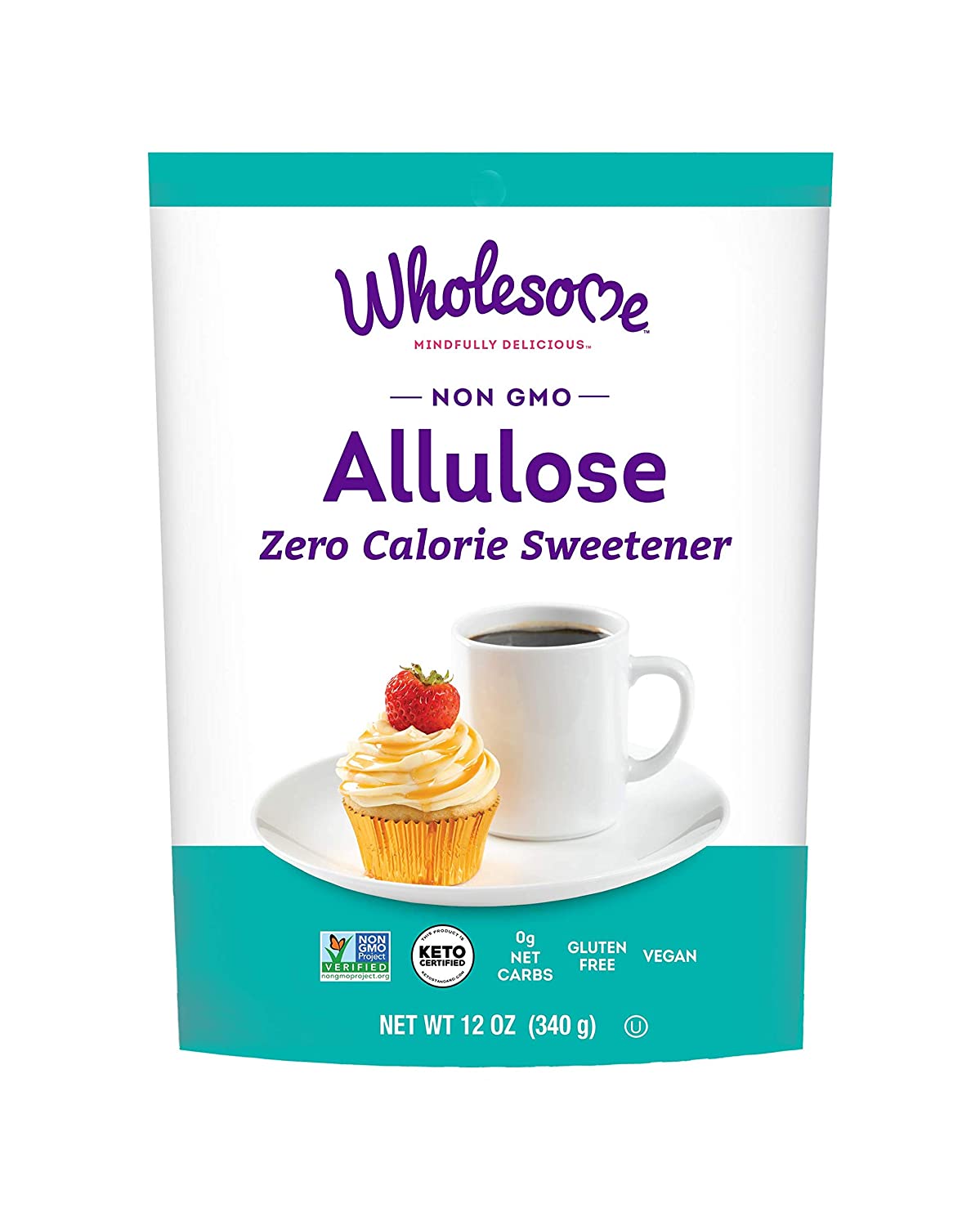 Wholesome Allulose Zero Calorie Sweetener, No Glycemic Impact Snackathon Foods Granulated 12 Ounce 