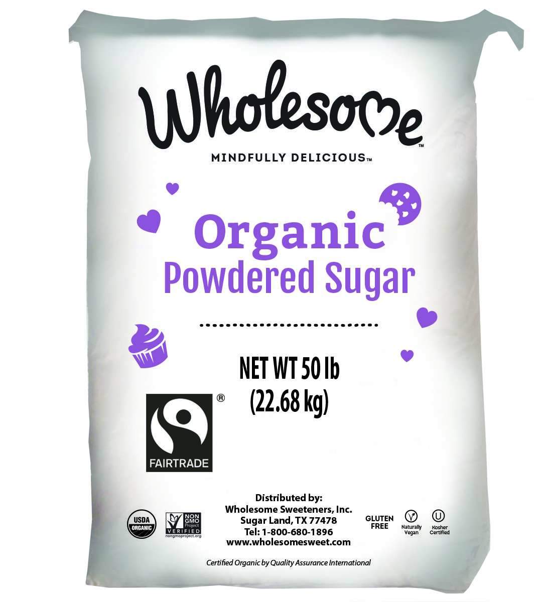 Wholesome Sweeteners Organic Powdered Sugar Wholesome Sweeteners 6x Powder Fair Trade 50 Pound 