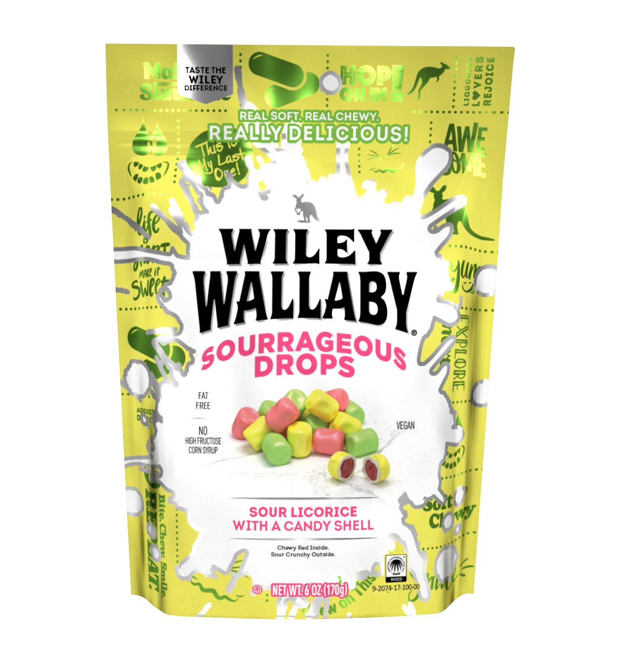Wiley Wallaby Licorice Wiley Wallaby Sourrageous Drops 6 Ounce 