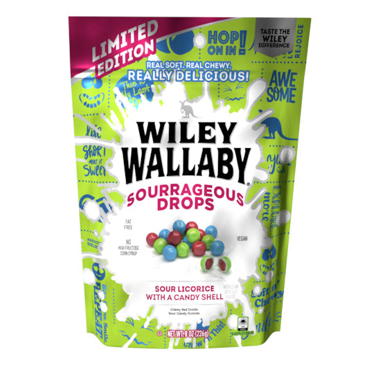 Wiley Wallaby Licorice Wiley Wallaby Wild Sourrageous Drops 8 Ounce 