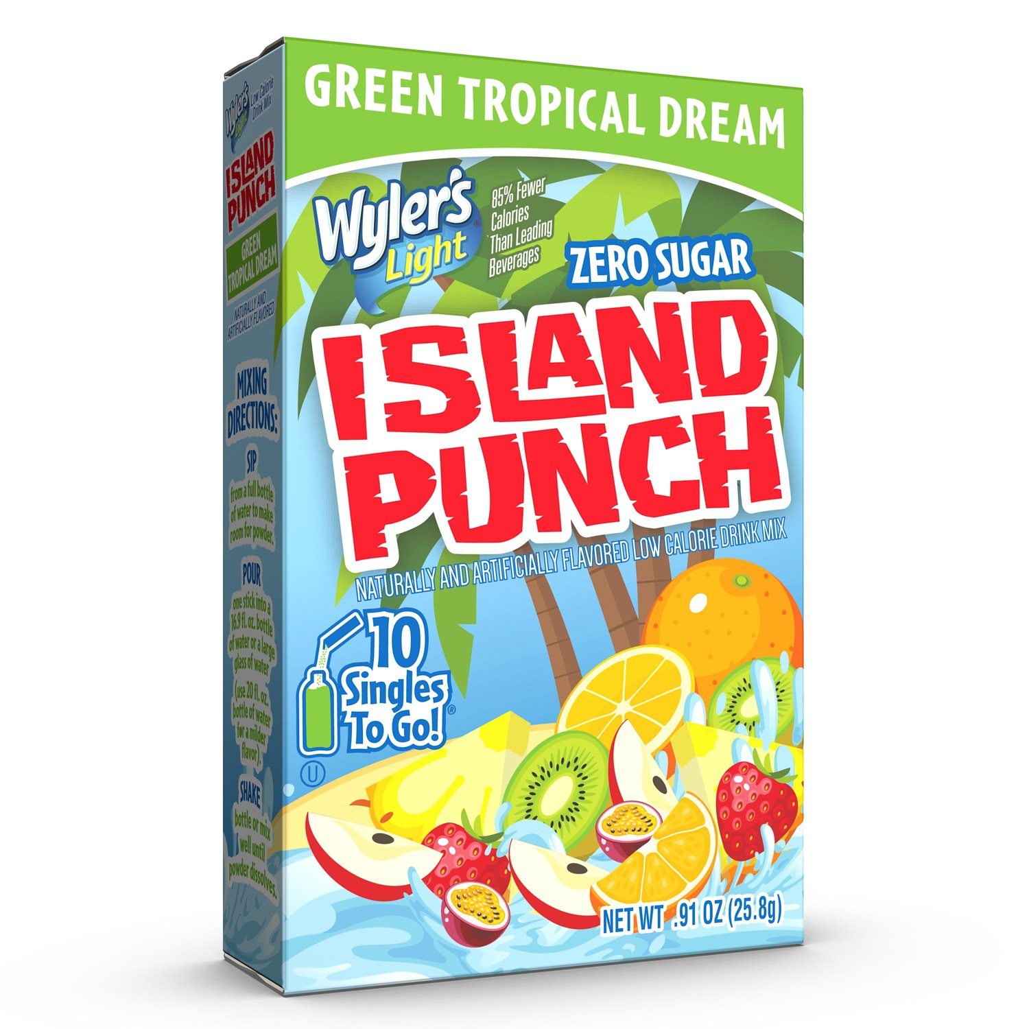 Wyler's Island Punch Drink Mix Wyler's Green Tropical Green 10 Sticks 