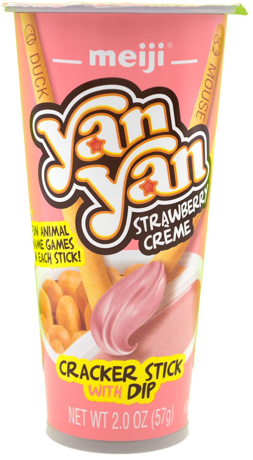 Yan Yan Cracker Stick with Dip Meiji Strawberry Crème 2 Ounce 