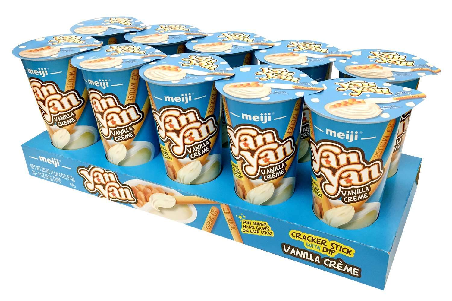 Yan Yan Cracker Stick with Dip Meiji Vanilla Crème 2 Oz-10 Count 