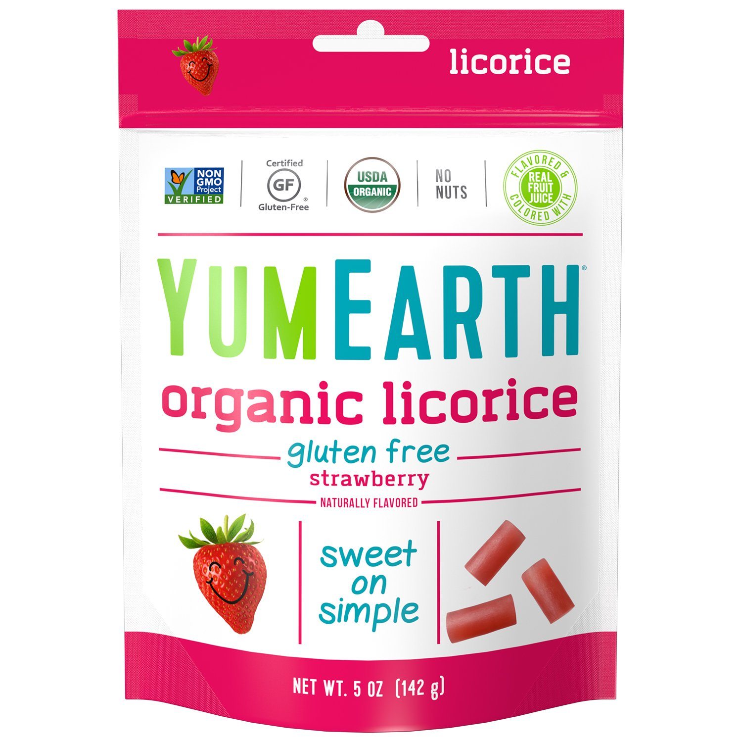 YumEarth Organic Gluten Free Licorice YumEarth Strawberry 5 Ounce 