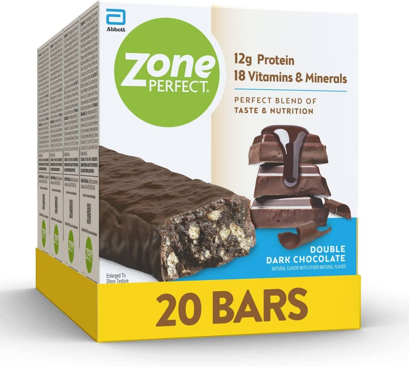 ZonePerfect Protein Bars ZonePerfect Double Dark Chocolate 1.58 Oz-20 Count 